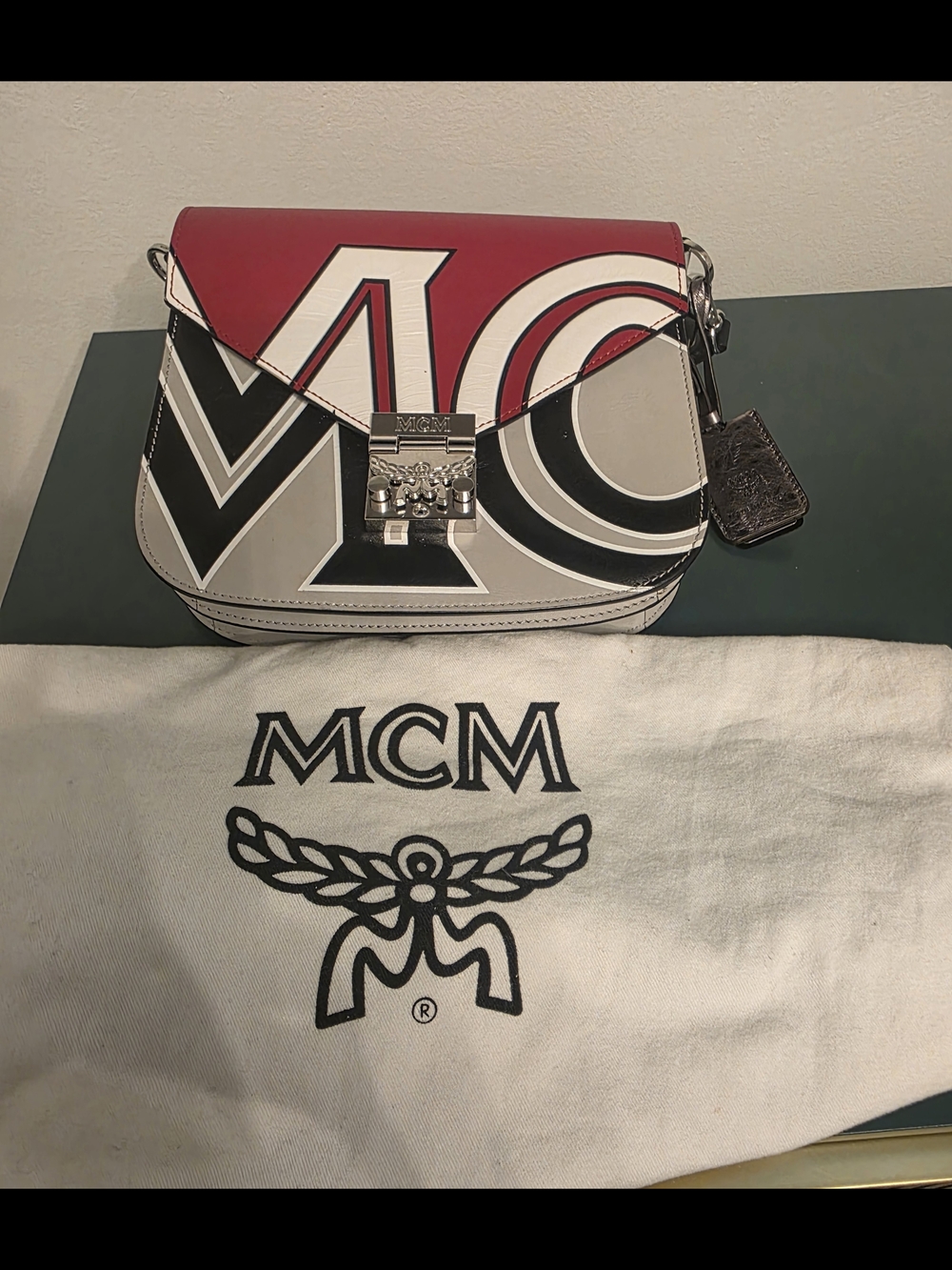 Limited Editions MCM Leather Crossbody/Shoulder Bag in Red, White & Black